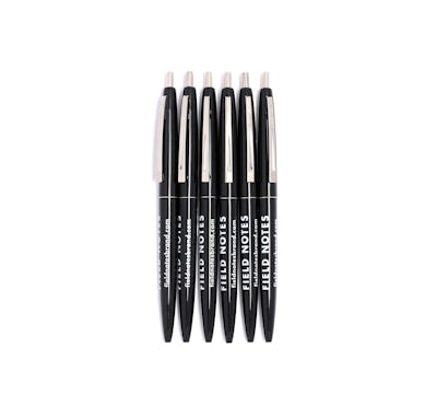 Black Clic Pen 6-Pack with white Field Notes logo.