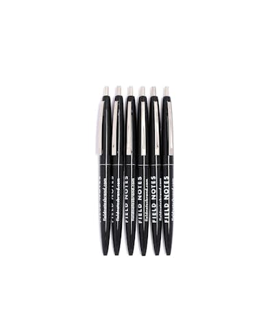 Black Clic Pen 6-Pack with white Field Notes logo.