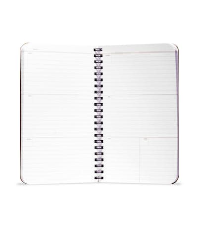 56-Week Weekly Planner opened to show the layout of the days of the week inside.