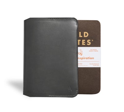 Front of the Everyday Inspiration leather notebook cover with a 2-pack of notebooks